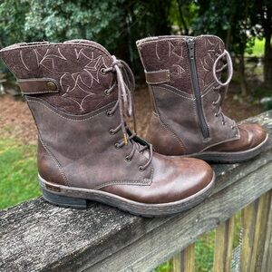 Brown Lace-Up Ankle Boots